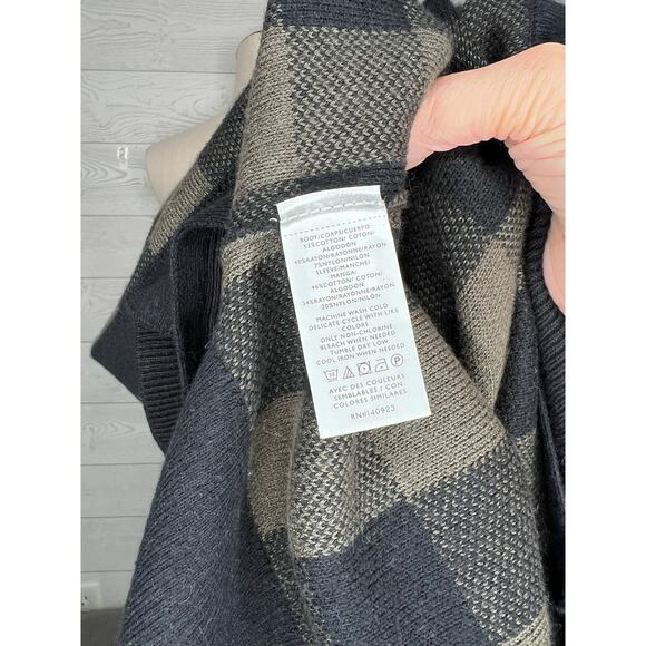 Loft Outlet black/taupe buffalo check oversize tunic sweater NWT Size Large - Picture 6 of 7